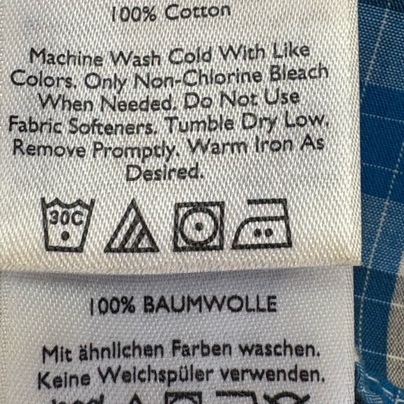 Eddie Bauer Black Turquoise and White Plaid Short Sleeve Button Front Size T2XL - Picture 5 of 9